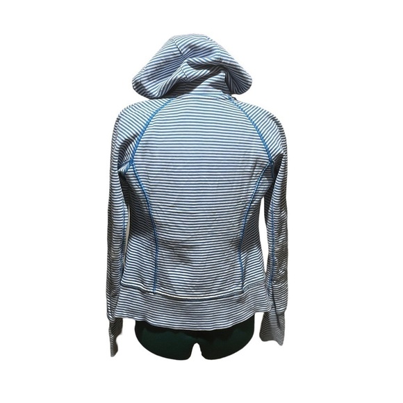 LULULEMON blue and white striped scuba hoodie sweatshirt jacket size 4 - Picture 3 of 5